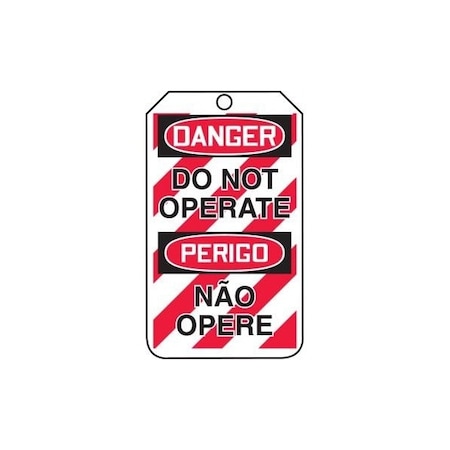 Accuform Safety Tags, DANGER DO NOT OPERATE BILINGUAL PORTUGUESE, 5.75in x 3.25in, PF-Cardstock, 25PK TMP232CTP